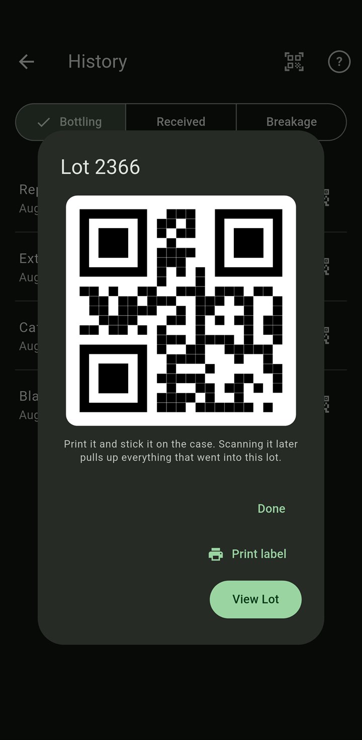 The lot QR code for lot 2366, ready to print and stick on the case